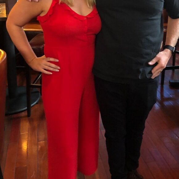 H&M DIVIDED Red Ruffle Jumpsuit - Picture 2 of 7